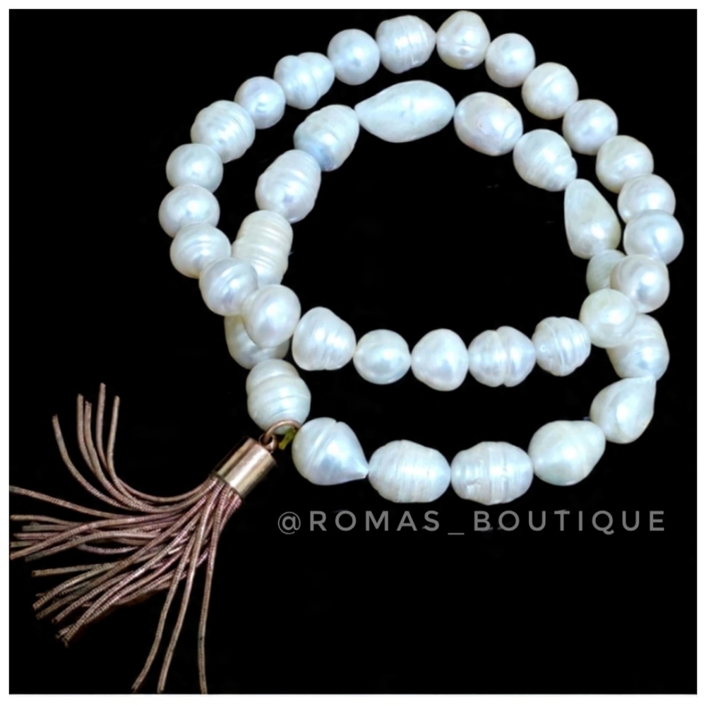 Elegant White Pearl Bracelets with Tassel